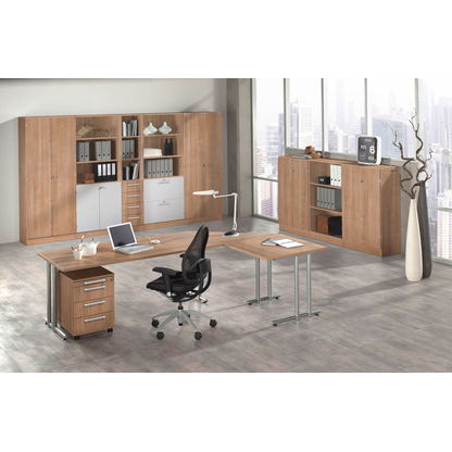 Artikelbild 6 für HAMMERBACHER Regalschrank Prokura, V7600/N/S/RE nussbaum, silber 40,6 x 42,0 x 200,4 cm, Artikelnummer 980292