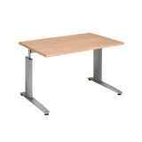 Artikelbild 1 für röhr Techno höhenverstellbarer Schreibtisch ahorn rechteckig, C-Fuß-Gestell silber 120,0 x 80,0 cm, Artikelnummer 427351