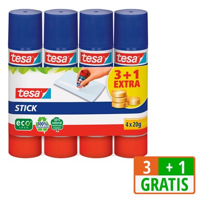Artikelbild 1 für 3 + 1 GRATIS: 3 tesa ecoLogo Klebestifte 20,0 g + GRATIS 1 St., Artikelnummer 675124