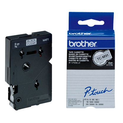 Artikelbild 1 für brother Schriftband TC-M91 TCM91, 9 mm schwarz auf transparent, Artikelnummer 272963