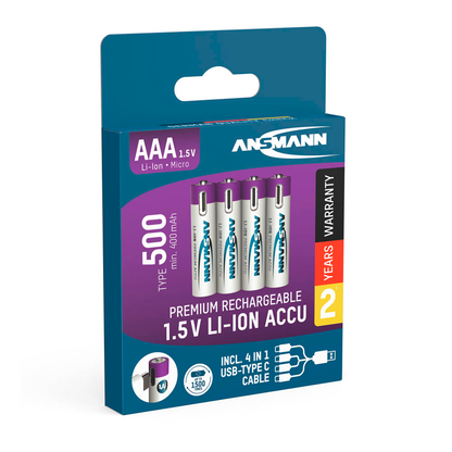 Artikelbild 2 für 4 ANSMANN USB-Akkus mit Ladekabel 500 Micro AAA 400 mAh, Artikelnummer 173939