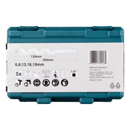 Artikelbild 6 für makita D-75677 Schlangenbohrer-Set, 5-teilig, Artikelnummer 416269