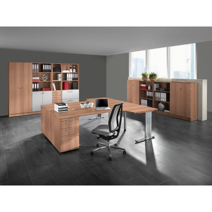 Artikelbild 5 für HAMMERBACHER Regalschrank Prokura, V7600/N/S/RE nussbaum, silber 40,6 x 42,0 x 200,4 cm, Artikelnummer 980292