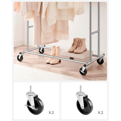 SONGMICS Rollgarderobe HSR12SV1 schwarz Metall 129,0 - 169,0 x 148,0