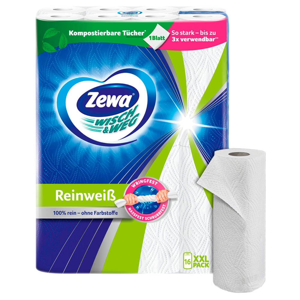Zewa Kchenrollen WISCH&WEG Reinweiss 2-lagig, 16 Rollen >> broshop24