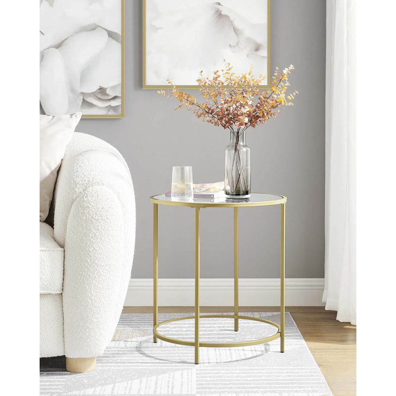 VASAGLE Beistelltisch rund Glas gold 50,0 x 50,0 x 55,0 cm, 1 St. >> büroshop24