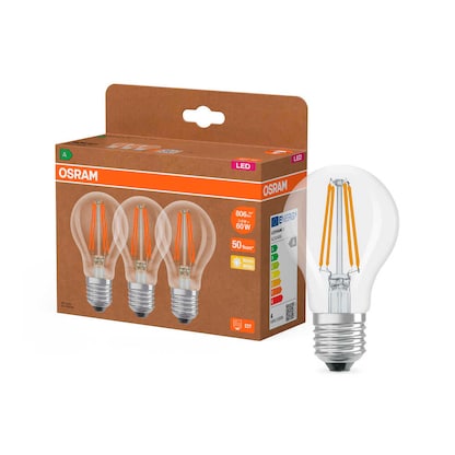 OSRAM LED-Lampen Classic 60 Filament Clear E27 3,8 W klar, 3 St. >> büroshop24