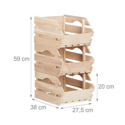 relaxdays Stapelkisten Holz braun 27,5 x 38,0 x 20,0 cm, 3 St. >> büroshop24