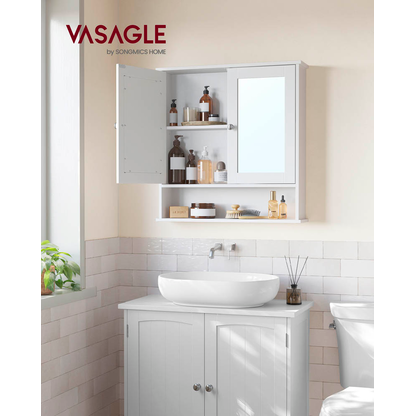 VASAGLE Spiegelschrank LHC002 weiß 56,5 x 13,0 x 58,5 cm >> büroshop24