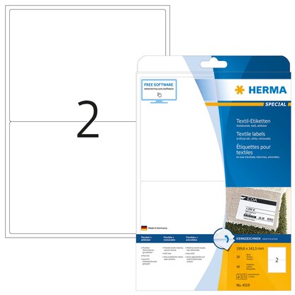 Artikelbild 2 für 40 HERMA Namensetiketten 4519 weiß 199,6 x 143,5 mm, Artikelnummer 558122