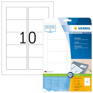 250 HERMA Etiketten 5028 weiß 83,8 x 50,8 mm