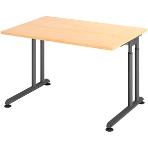 HAMMERBACHER Popular höhenverstellbarer Schreibtisch ahorn rechteckig, C-Fuß-Gestell grau 120,0 x 80,0 cm