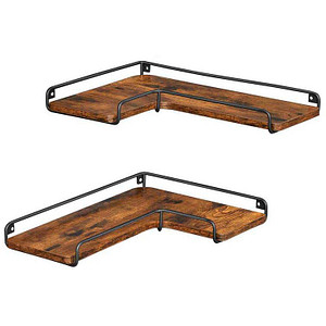 0194343042992 - Vasagle L-förmiges Eckregal 2er Set Wandregal Industrie-Design Regale für die Wand für Wohnzimmer Schlafzimmer Küche vintagebraun-schwarz