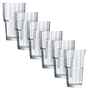 0026102604403 - ESMEYER Norvege Longdrinkglas aus gehärtetem Glas 6er Set elegantes klares Design robust bruchsicher täglicher Gebrauch