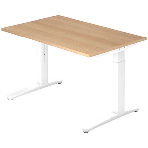 HAMMERBACHER VXB12 höhenverstellbarer Schreibtisch eiche rechteckig, C-Fuß-Gestell weiß 120,0 x 80,0 cm