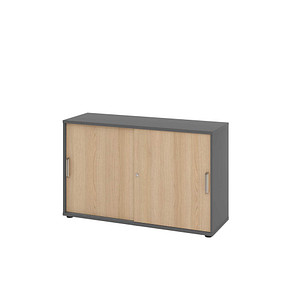 HAMMERBACHER Schiebetürenschrank 1752S, V1752S/G/E/SG eiche, grafit 1 Fachboden 120,0 x 40,0 x 74,8 cm