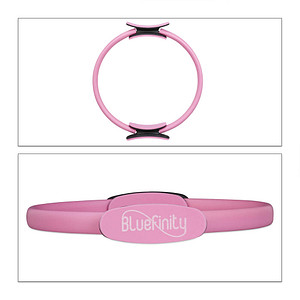 4052025325800 - Bluefinity Pilates Ring mit Übungen Doppelgriff gepolstert Widerstandsring Yoga Fiberglas Fitness Ring Ø 37cm pink