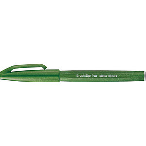 4902506365026 - Kalligrafiestift Sign Pen Brush - Pinselspitze olivgrün 4902506365026 SES15C-D2X