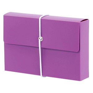 12 x M+M Karteibox A7 mit Gummiband gefüllt berry-violett