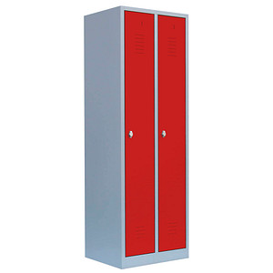 4061815515536 - Spind feuerrot lichtgrau 510124 2 Schließfächer 600 x 500 x 1800 cm  4061815515536 LÜLLMANN