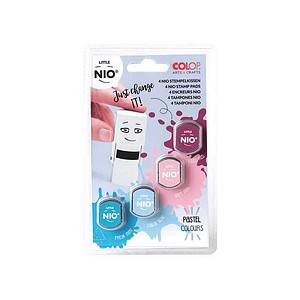 COLOP Stempelkissen Little Nio Pastell fresh mint, calm blue, soft pink, cozy red 4x 1,7 x 1,7 cm, 4 St.