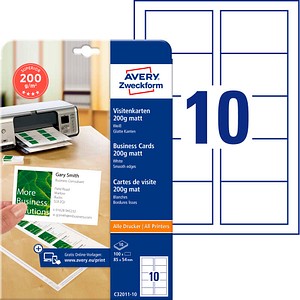 AVERY Zweckform Visitenkarten C32011-10 weiß 200 g/m² 100 Stück