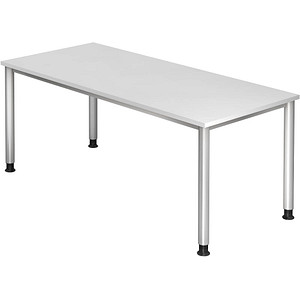 HAMMERBACHER Orbis höhenverstellbarer Schreibtisch weiß rechteckig, 4-Fuß-Gestell silber 180,0 x 80,0 cm