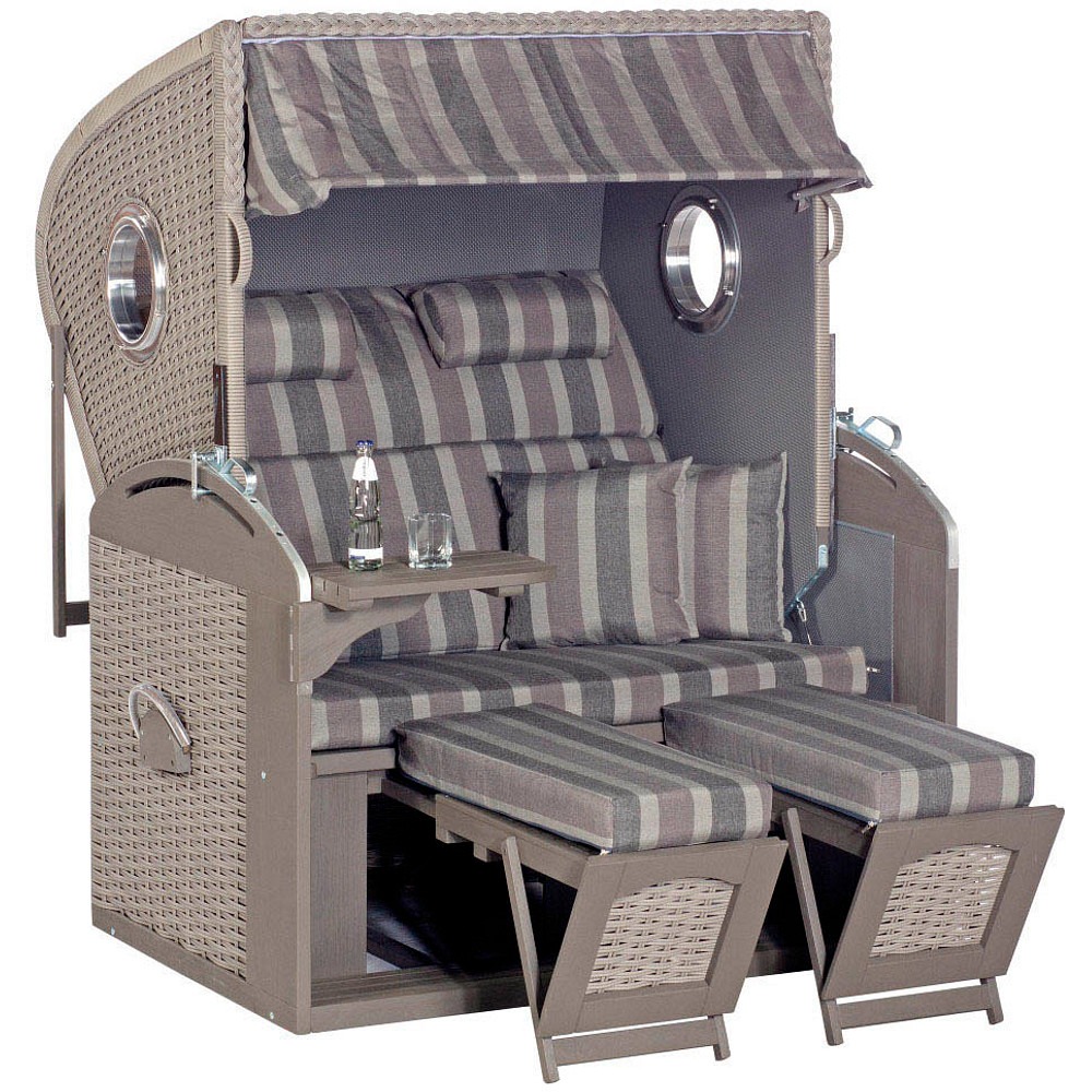 Müsing Strandkorb Sunny Smart Rustikal 305 Z Bullauge Comfort XL grau