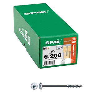 4003530248474 - Hiforce 6 x 200 mm 50 Stück Teilgewinde Tellerkopf t-star plus T30 4CUT wirox - 0251010602005 - Spax