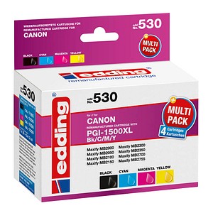 4 edding EDD-530 schwarz, cyan, magenta, gelb Tintenpatronen ersetzen Canon PGI-1500 XL BK/C/M/Y