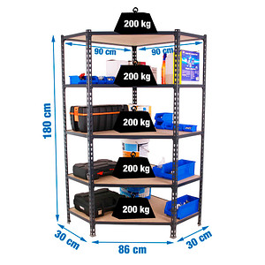 8425437135194 - Schwerlastregal MADERCLICK 8425437135194 anthrazit 900 x 300 x 1800 cm 8425437135194 Simonrack