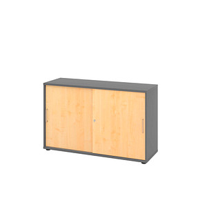 HAMMERBACHER Schiebetürenschrank 1752S, V1752S/G/3/BS ahorn, grafit 1 Fachboden 120,0 x 40,0 x 74,8 cm