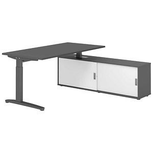 HAMMERBACHER XBE16SB höhenverstellbarer Schreibtisch grafit rechteckig, C-Fuß-Gestell grau 160,0 x 80,0 cm