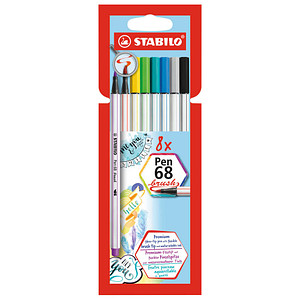 STABILO Pen 68 brush Brush-Pens farbsortiert, 8 St.