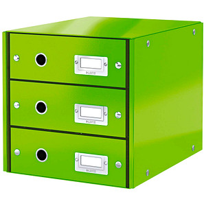 LEITZ Schubladenbox Click & Store  grün 60480054, DIN A4 mit 3 Schubladen