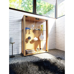 4051814348167 - Glasvitrine stehend Vitrine Glas mit ESG-Sicherheitsglas Maße ca H 80 x B 60 x T 25 cm Standvitrine Glas Modern und platzsparend Glas Vitrinenschrank – Sintalo