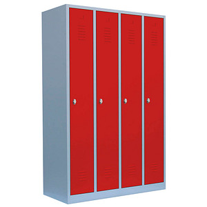 4061815515765 - Spind feuerrot lichtgrau 510144 4 Schließfächer 1170 x 500 x 1800 cm  4061815515765 LÜLLMANN