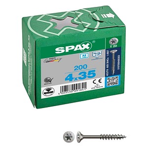 4003530091841 - Edelstahlschraube 4 x 35 mm 200 Stück Teilgewinde Senkkopf t-star plus T20 4CUT - 0197000400353 - Spax