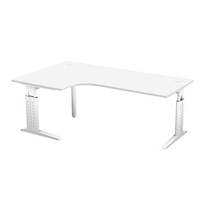 US82 höhenverstellbarer Schreibtisch weiß L-Form US82 höhenverstellbarer Schreibtisch weiß L-Form