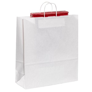 VP Papier-Tragetaschen Toptwist weiß 40,0 x 45,0 cm, 50 St.