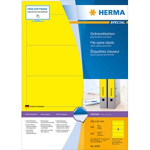 4008705042963 - Rückenschild kurz breit Inkjet gelb 192x61mm 4008705042963 4296 100 Blatt