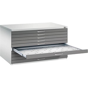 CP 7200 Planschrank lichtgrau, stahlgrau 10 Schubladen 135,0 x 96,0 x 76,0 cm