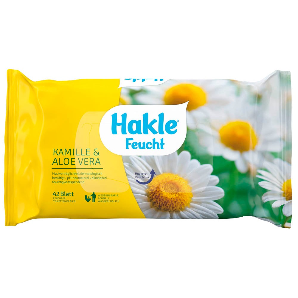 Hakle Feuchtes Toilettenpapier Kamille & Aloe Vera 1-lagig 42 Tücher