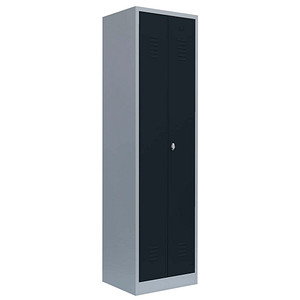 4061815545151 - Lüllmann - Garderobenschrank 2 Abteile mittig schließend 1800 x 500 x 500 mm lichtgrau anthrazit - grau