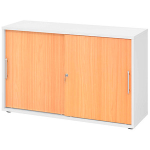 HAMMERBACHER Schiebetürenschrank, V1752S/W/6/RE buche, weiß 1 Fachboden 120,0 x 40,0 x 74,8 cm