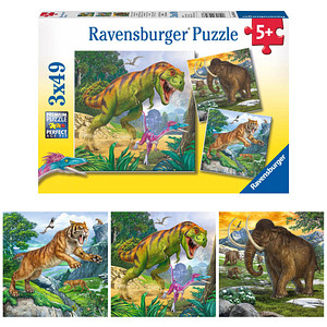 Ravensburger Herrscher der Urzeit Puzzle, 3 x 49 Teile