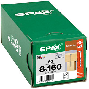 SPAX® Holzbauschrauben T40 Senkkopf WIROX 8 mm x 160 mm, 50 St.