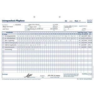 4052301033962 - Leistungsnachweis Pflegekasse ohne Leistungskomplexe Formulare 50 St