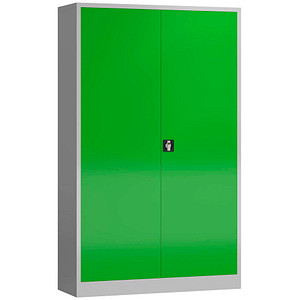 4061815564848 - Stahlschrank ClassiXXL X-530385 lichtgrau gelbgrün 1200 x 600 x 1945 cm aufgebaut  4061815564848 LÜLLMANN