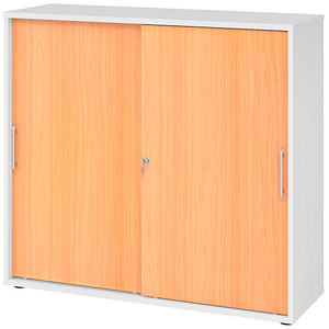 HAMMERBACHER Schiebetürenschrank, V1753S/W/6/RE buche, weiß 2 Fachböden 120,0 x 40,0 x 110,0 cm